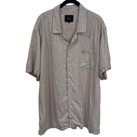 Rails Tan and White Vertical Stripe Linen Blend Camp Shirt Men’s Size XXL - Picture 2 of 11